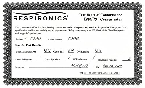 EverFlo - Concentrador De Oxígeno Respironics Philips 5L / min - Generador De Oxígeno para Asistencia Respiratoria En el Hogar