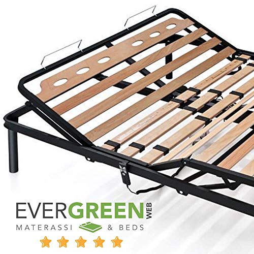 EVERGREENWEB ❤️ El mejor somier ELÉCTRICO de listones de madera, MOTORIZADO, reforzado con estructura de hierro doble + 4 patas extraíbles