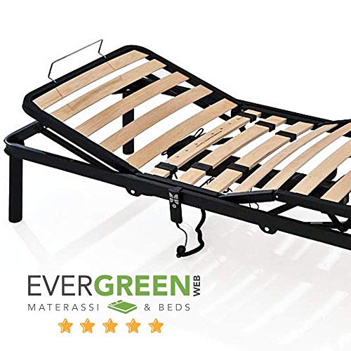 EVERGREENWEB ❤️ El mejor somier ELÉCTRICO de listones de madera, MOTORIZADO, reforzado con estructura de hierro doble + 4 patas extraíbles