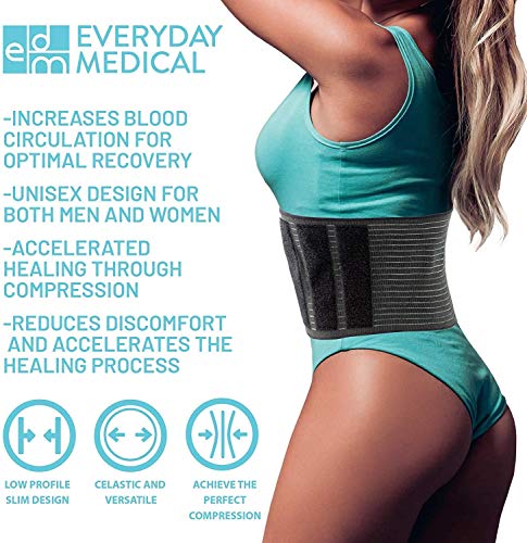 Everyday Medical Carpeta abdominal para cirugía postoperatoria para hombres y mujeres: corsé compresión estomacal grado médico para cirugías de cintura y abdomen, bypass gástrico, liposucción, cesárea