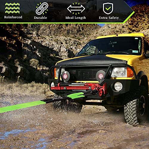 EVOARL Eslingas 8T Fuerza de Ruptura(Probado en Laboratorio, Cuerdas de Remolque con Extremos Reforzados, Correa de Remolque de Coche por 4 x 4, Auto, SUV, Todoterreno (Verde)