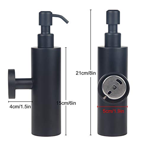 EXLECO Dispensador de Jabón 200ml 304 Acero Inoxidable Negro Dosificador Jabon para Fregadero de Cocina