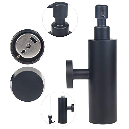 EXLECO Dispensador de Jabón 200ml 304 Acero Inoxidable Negro Dosificador Jabon para Fregadero de Cocina