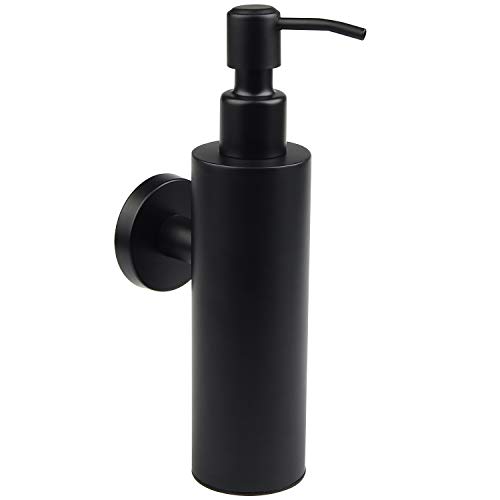 EXLECO Dispensador de Jabón 200ml 304 Acero Inoxidable Negro Dosificador Jabon para Fregadero de Cocina