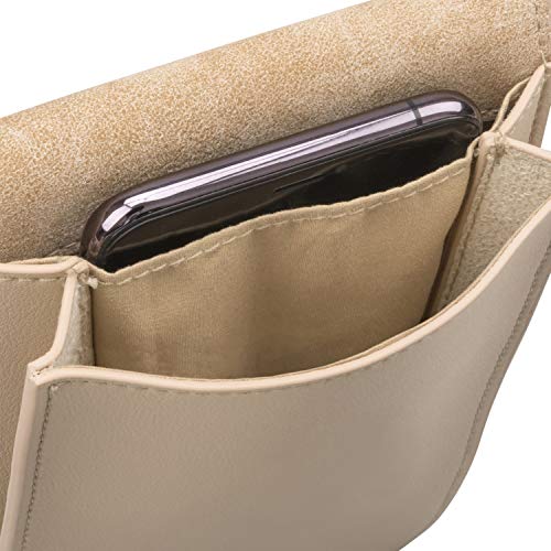 Expatrié Bolso Mujer Pequeño Beige Amelie Mini Bolso Bandolero Bolsa de Mano - Hecho de Cuero Vegano para Ocio y Festivales - Cartera Moderna para Fundas de Móviles - Bolso Elegante Cruzado