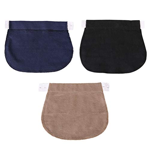 Extensores de Cintura Elástica,3 PCS Extensor de Pantalones Cintura Ajustable Extensores de Botones Amplificador de Pantalones para Vaqueros Pantalones para Embarazadas Negro Gris y Caqui