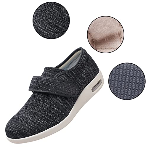 Extra Ancha Zapatillas Adulto-Unisex，Fascitis Plantar y Alivio del Dolor de pies Soporte de Arco Zapatillas ortopédicas de Cuero para Hombres，Dark Grey▁36