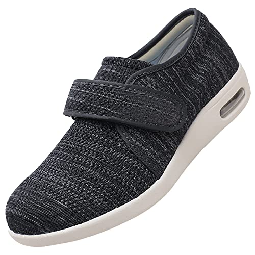 Extra Ancha Zapatillas Adulto-Unisex，Fascitis Plantar y Alivio del Dolor de pies Soporte de Arco Zapatillas ortopédicas de Cuero para Hombres，Dark Grey▁36