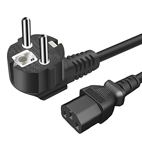 EXTRASTAR Cable de Alimentacion,1.5M ES Schuko Cable de alimentación para PC, Monitor, Televisión, Proyector, Cable IEC Negro de 3 Pines IEC320 C13 H05VV-F 3 * 0.75mm² …