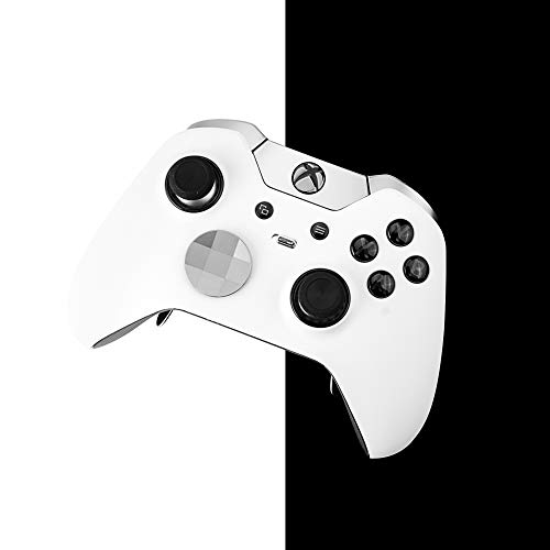 eXtremeRate Carcasa con 2 Anillos de Acento para Mando Xbox One Elite Protectora Tacto Suave Placa Frontal Kit de reemplazo Cubierta Shell Funda para Controlador de Xbox One Elite(Modelo 1698) Blanco