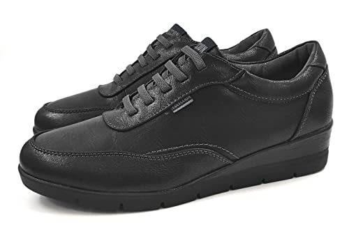 EZ - Mocasines Mujer Plataforma Cómodos | Zapatos para Vestir Señora Piés Delicados | Zapatillas Clásicas Cuña y Cordones | Confort Asegurado (Negro San, Numeric_39)