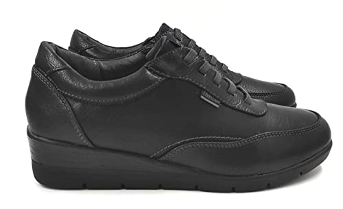 EZ - Mocasines Mujer Plataforma Cómodos | Zapatos para Vestir Señora Piés Delicados | Zapatillas Clásicas Cuña y Cordones | Confort Asegurado (Negro San, Numeric_39)