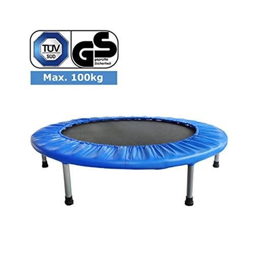 FA Sports - Pequeña cama elástica plegable Fit Tiny para interiores, aprobada por la certificación GS, negro/azul, diámetro 102 cm