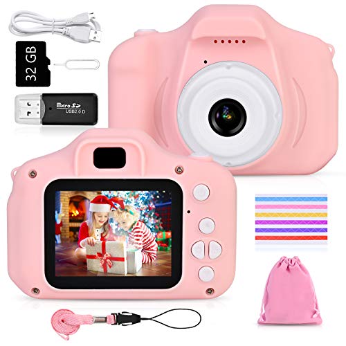 Faburo Cámara de Fotos para Niños Juguete, Niños Cámara Digital con Tarjeta de Memoria Micro SD 32GB Cámara Digital Video Cámara Regalos de Cumpleaños 3 a 12 años Niños y niñas