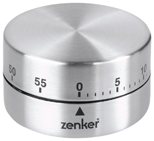 Fackelmann, 6x6x3,5cm, ZENKER Reloj Temporizador Cocina Magnético y Manual 60 Escala de Minutos en Color, 1ud, Acero Inoxidable, Plateado y Negro