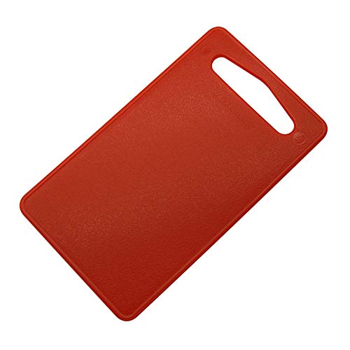 Fackelmann Rojo, Tipo de Alimentos, Tabla de Cortar Cocina Polietileno pequeña asa, para Verduras, Carne, Pescado, embutido o Queso, 24x14cm, 1ud LLDPE, 24x14x0,5cm