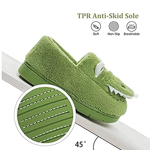 Fadezar Zapatillas De Estar por Casa para Niñas Niños Invierno Pantuflas Animales Antideslizantes Cálido Slippers 18 Verdes EU 24/25 (Tamaño de la etiqueta170)