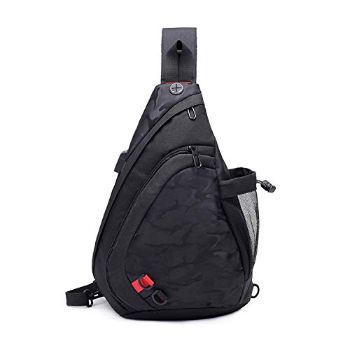 FANDARE Ligero Bolsos Cruzados Sling Bag Bolsa de Pecho Hombre Mujer Bolsa Deportiva de Hombro Bandoleras Cruzada Crossbody Rucksack para Colegio Viaje Ciclismo Hiking Camping Durable Poliéster Negro