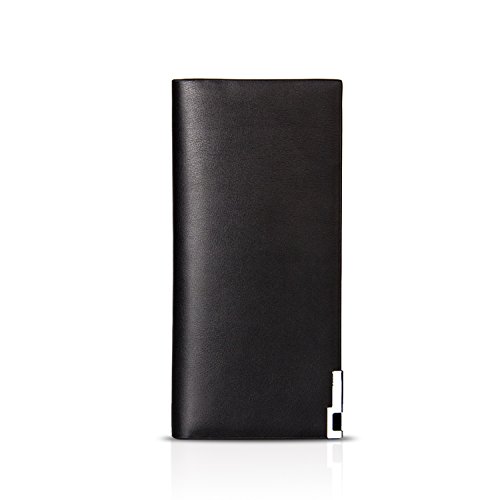 FANDARE New Billetera Hombre Largo Slim Wallet Viaje Estudiantes Party Comercio Monedero Gran Capacidad Portable Impermeable PU Negro