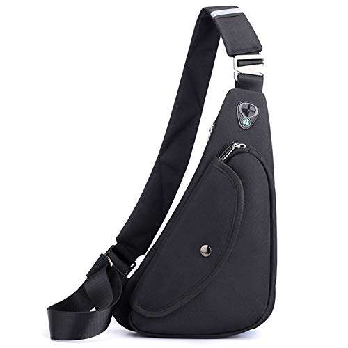 FANDARE Ultraligero Bolsos Cruzados Bandoleras Hombre Bolsa de Pecho Niño Sling Bag para Deportiva Viaje Ciclismo Hiking Camping Aptitud Casual Daypacks Negro