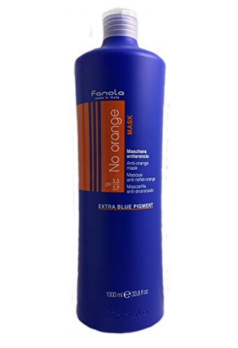 Fanola No Orange mask - Mascarilla antianaranjado para el pelo, pigmento azul extra, 1000 ml