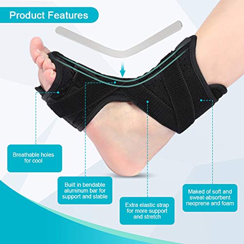 Fascitis plantar Férulas nocturnas para la tendinitis de Aquiles Alivio del dolor, caída del pie Soporte ortopédico Apoyo para mujeres y hombres Se adapta para el pie izquierdo(Ball + Socks)