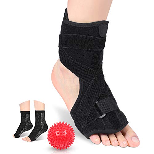 Fascitis plantar Férulas nocturnas para la tendinitis de Aquiles Alivio del dolor, caída del pie Soporte ortopédico Apoyo para mujeres y hombres Se adapta para el pie izquierdo(Ball + Socks)