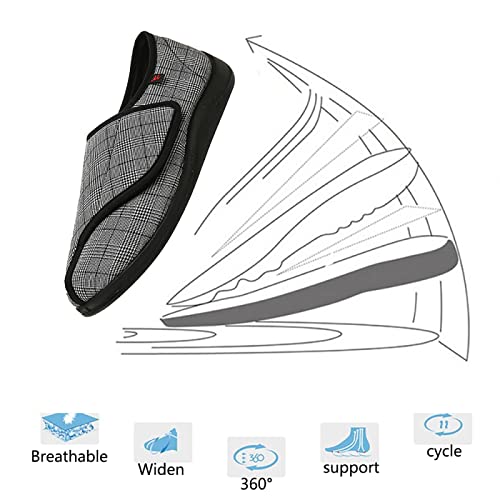 Fascitis Plantar Zapatos Cómodos para Diabéticos，Zapatillas Antideslizantes de Ancho Ligero y Transpirables con Cierre Ajustable para pies hinchados Edema，Grey▁36