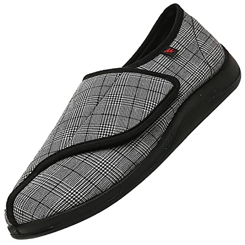 Fascitis Plantar Zapatos Cómodos para Diabéticos，Zapatillas Antideslizantes de Ancho Ligero y Transpirables con Cierre Ajustable para pies hinchados Edema，Grey▁36