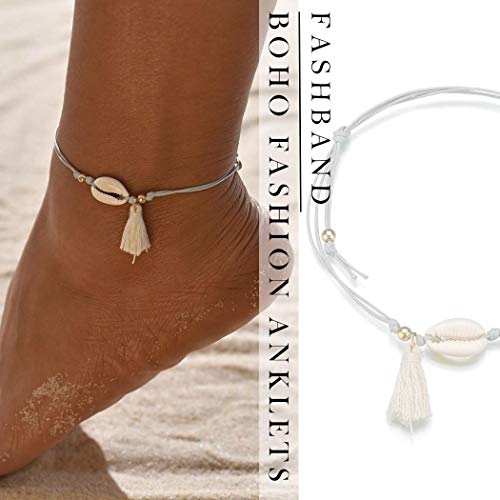 Fashband Shell Tobilleras Moda Borla Colgante Verano Tobillera Pulsera Boho Joyería Playa Tobillera Cadena Ajustable para Mujeres Niñas Amigos