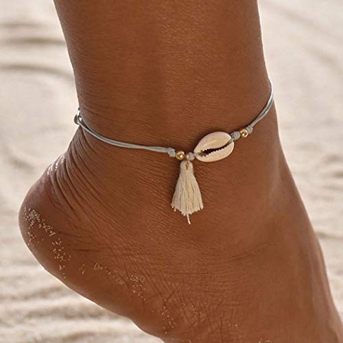 Fashband Shell Tobilleras Moda Borla Colgante Verano Tobillera Pulsera Boho Joyería Playa Tobillera Cadena Ajustable para Mujeres Niñas Amigos