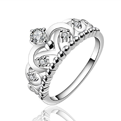 fashion 925 de plata de ley o cama de matrimonio Diseño elegante diseño de corona de joyería anillo tamaño 7