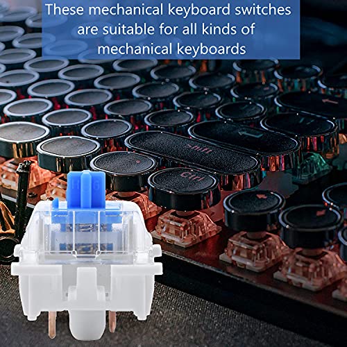 fasient 10 Piezas Interruptor de Teclado Mecánico, Interruptor Azul de Repuesto para Teclas de Teclado Mecánico, Interruptores de Llave Cherry MX para RGB Teclado Mecánico (Carcasa Transparente)