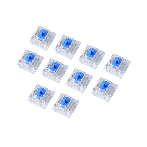 fasient 10 Piezas Interruptor de Teclado Mecánico, Interruptor Azul de Repuesto para Teclas de Teclado Mecánico, Interruptores de Llave Cherry MX para RGB Teclado Mecánico (Carcasa Transparente)