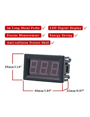 FBBULES Termómetro Digital de 12V con Sonda Medidor LED de Temperatura Monitor para Congelador Refrigerador Pecera de Acuario,Azul