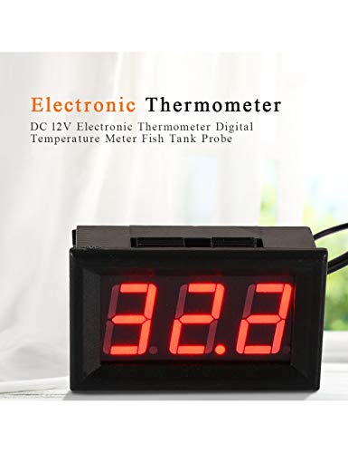 FBBULES Termómetro Digital de 12V con Sonda Medidor LED de Temperatura Monitor para Congelador Refrigerador Pecera de Acuario,Rojo