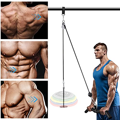 FBSPORT Poleas Gimnasio, Accesorio de Entrenamiento Fitness DIY para Triceps Pull Down, Biceps Curl, Espalda, Antebrazo, Hombro-Equipo de Gimnasio en casa