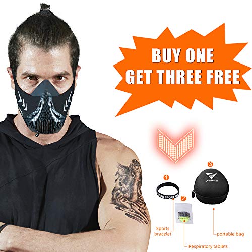 FDBRO Máscaras máscaras de Deportes, Estilo Negro, máscara;scara para Entrenamiento y acondicionamiento de Gran altitud, máscara scara Deportiva 2.0 (Fibra de Carbono, Small(<70kg))