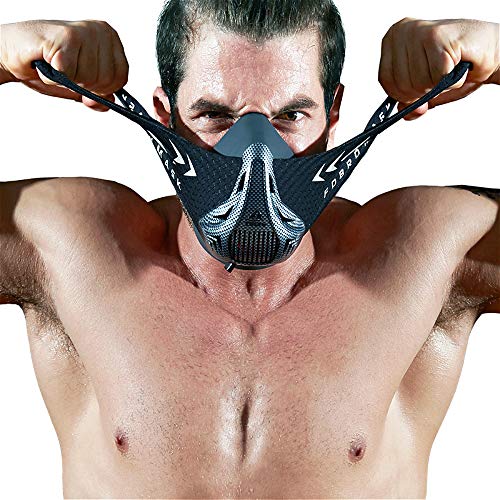 FDBRO Máscaras máscaras de Deportes, Estilo Negro, máscara;scara para Entrenamiento y acondicionamiento de Gran altitud, máscara scara Deportiva 2.0 (Fibra de Carbono, Small(<70kg))