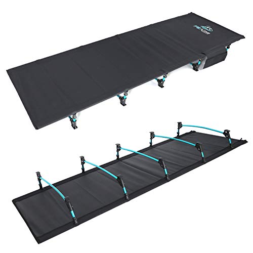 FE Active Cama Plegable Compacta - Cama de Camping Portátil Ultraligera Fuerte y Resistente. Cómoda para Adultos y Niños. Ideal para Acampar. Se Adapta al Colchón de Aire | Diseñado en California