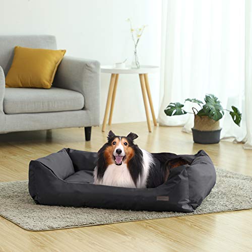 FEANDREA XXL Cama Ortopédica para Perros, Cómoda Cuna para Mascotas, Rectangular, Tamaño Grande,120 x 85cm, Negro PGW30H