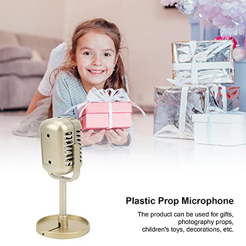 FEBT Micrófono de Accesorio de Karaoke, Robusto micrófono de Apoyo clásico portátil Creativo para niños para Regalos Decoración para Hombres Mujeres para Accesorios de fotografía(Oro)