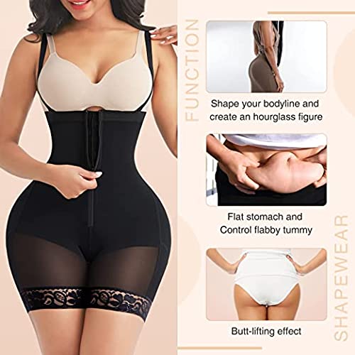 FeelinGirl Mujer Faja Reductora Abdominal con Cremallera Frontal - Shapewear Faja Adelgazante Corsé Ajustable Waist Trainer Negro XS/Talla 32-34