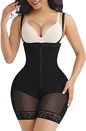 FeelinGirl Mujer Faja Reductora Abdominal con Cremallera Frontal - Shapewear Faja Adelgazante Corsé Ajustable Waist Trainer Negro XS/Talla 32-34