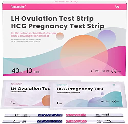 Femometer 40 test de Ovulación y 10 test de Embarazo Ultrasensibles ,Resultados Precisos con la App Reconocimiento de los Resultados de las Pruebas
