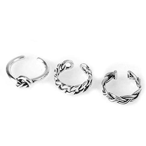 FENICAL 7pcs Anillos de puño Conjunto Anillos de pie Vintage Conjunto de Anillo de Dedo del Dedo del pie de la Venda del Clavo declaración para Mujeres Hombres (Plata)