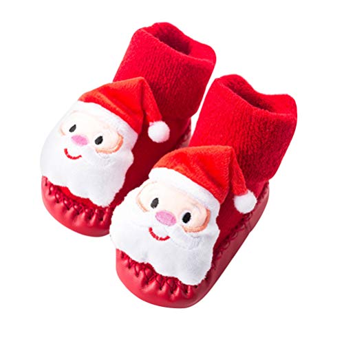 FENICAL Navidad Zapatos de bebé Calcetines Antideslizantes Calcetines del Piso Zapatilla de Navidad para niños de Regalo