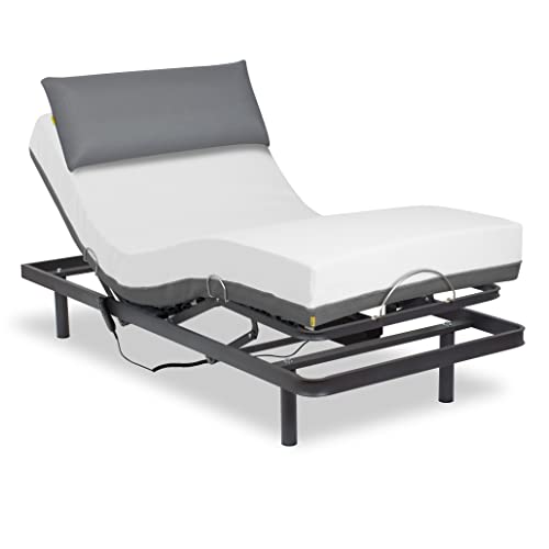 Ferlex - Pack Cama articulada eléctrica con colchón ortopédico viscoelástico Elion y Almohada viscoelástica Premium (105x190, Mando por Cable)