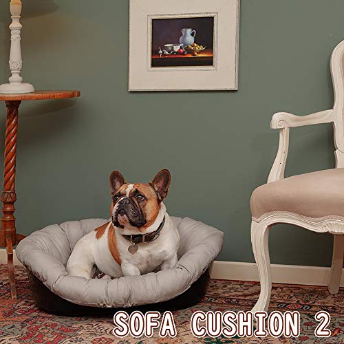 Ferplast Cojín para Cama de Perros y Gatos SOFÀ Cushion 2 Funda Acolchada para Cama de Animales Tipo Cesta de plástico, Algodón Lavable, Regulable con cordón elástico, 52 x 39 x h 21 cm Gris