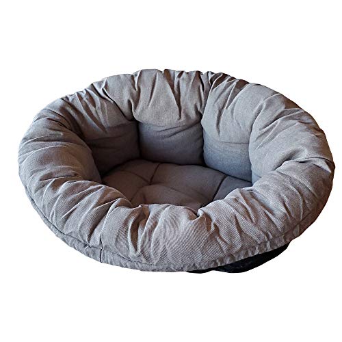 Ferplast Cojín para Cama de Perros y Gatos SOFÀ Cushion 2 Funda Acolchada para Cama de Animales Tipo Cesta de plástico, Algodón Lavable, Regulable con cordón elástico, 52 x 39 x h 21 cm Gris